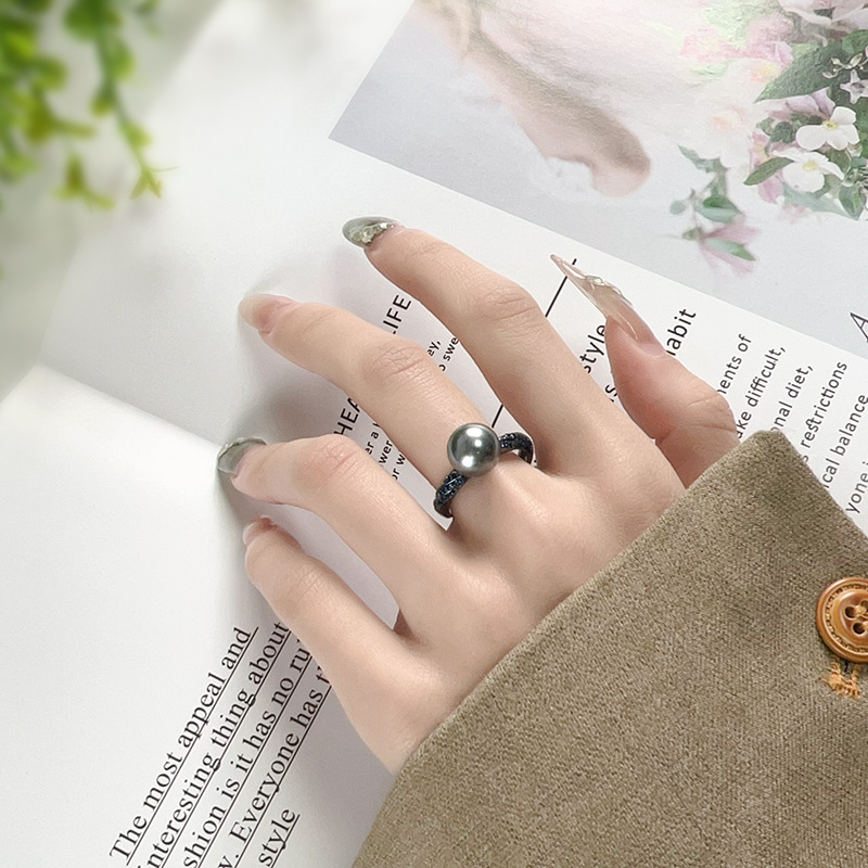 Fashion Women's Black Pearl Ring