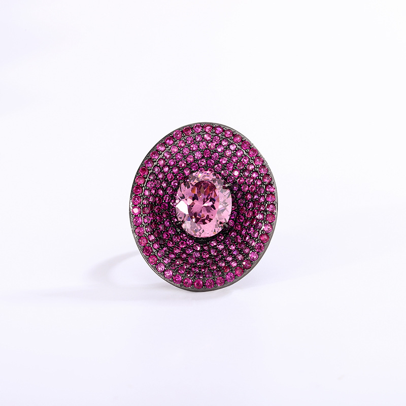Women's stylish Ring with Red Corundum and Blue Spinel