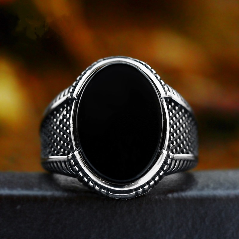 Men's Black Onyx Stone Ring
