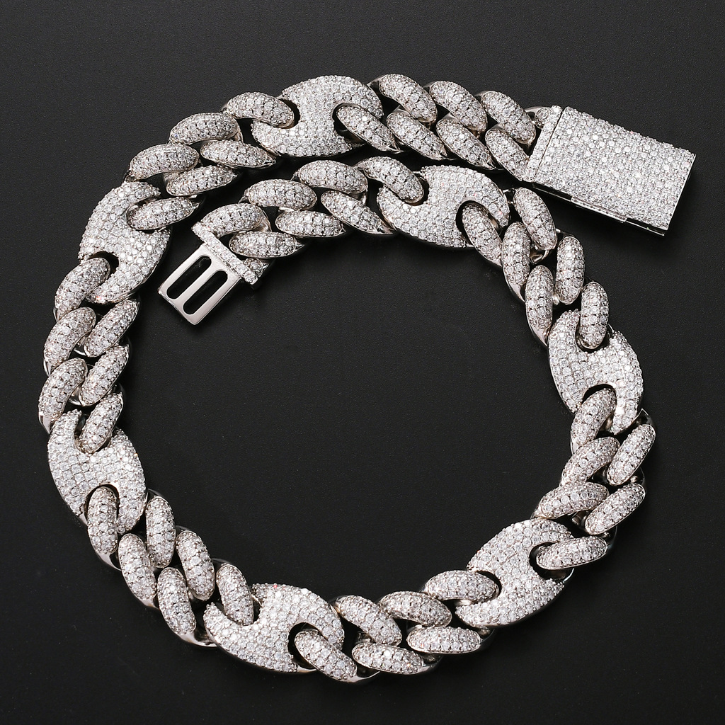 Luxury Cuban Link Necklace Miami Lock Cuban Chain Full Zircon Hip-Hop Men's Necklace Jewelry