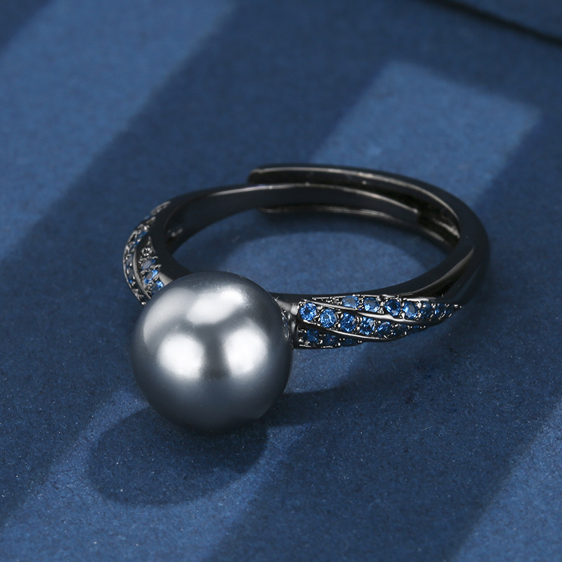 Fashion Women's Black Pearl Ring