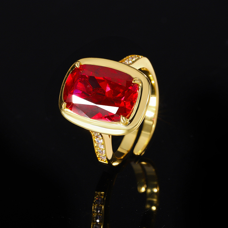 Luxury fashion Gold ring with blue red organge purple gemstone