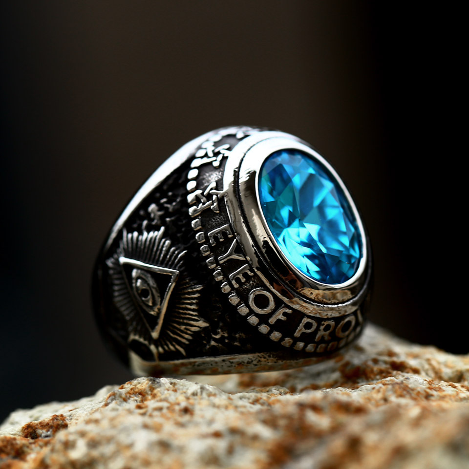 Men's Silver Ring with Black Gemstone