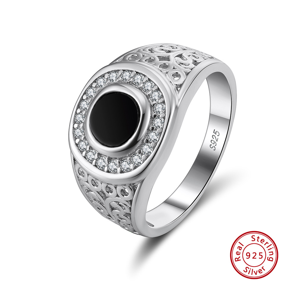 Sterling Silver S925 fashion Black Onyx turkish Ring