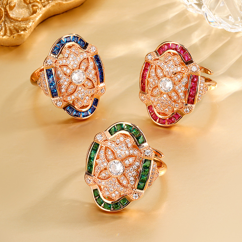 Vintage Simulated Blue Spinel, Green Chalcedony and Green Nano Ring