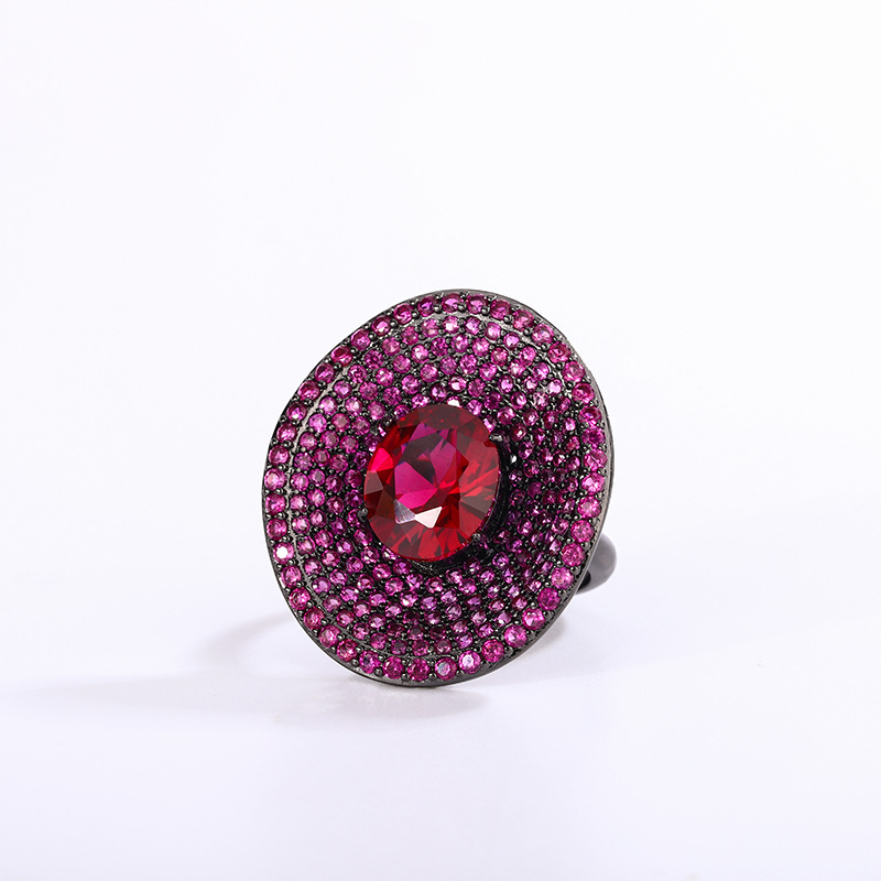 Women's stylish Ring with Red Corundum and Blue Spinel