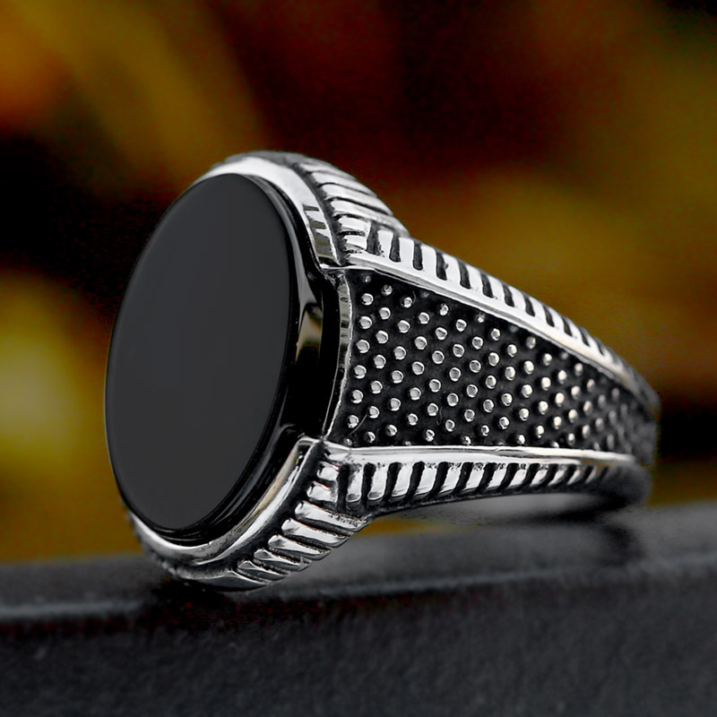 Men's Black Onyx Stone Ring