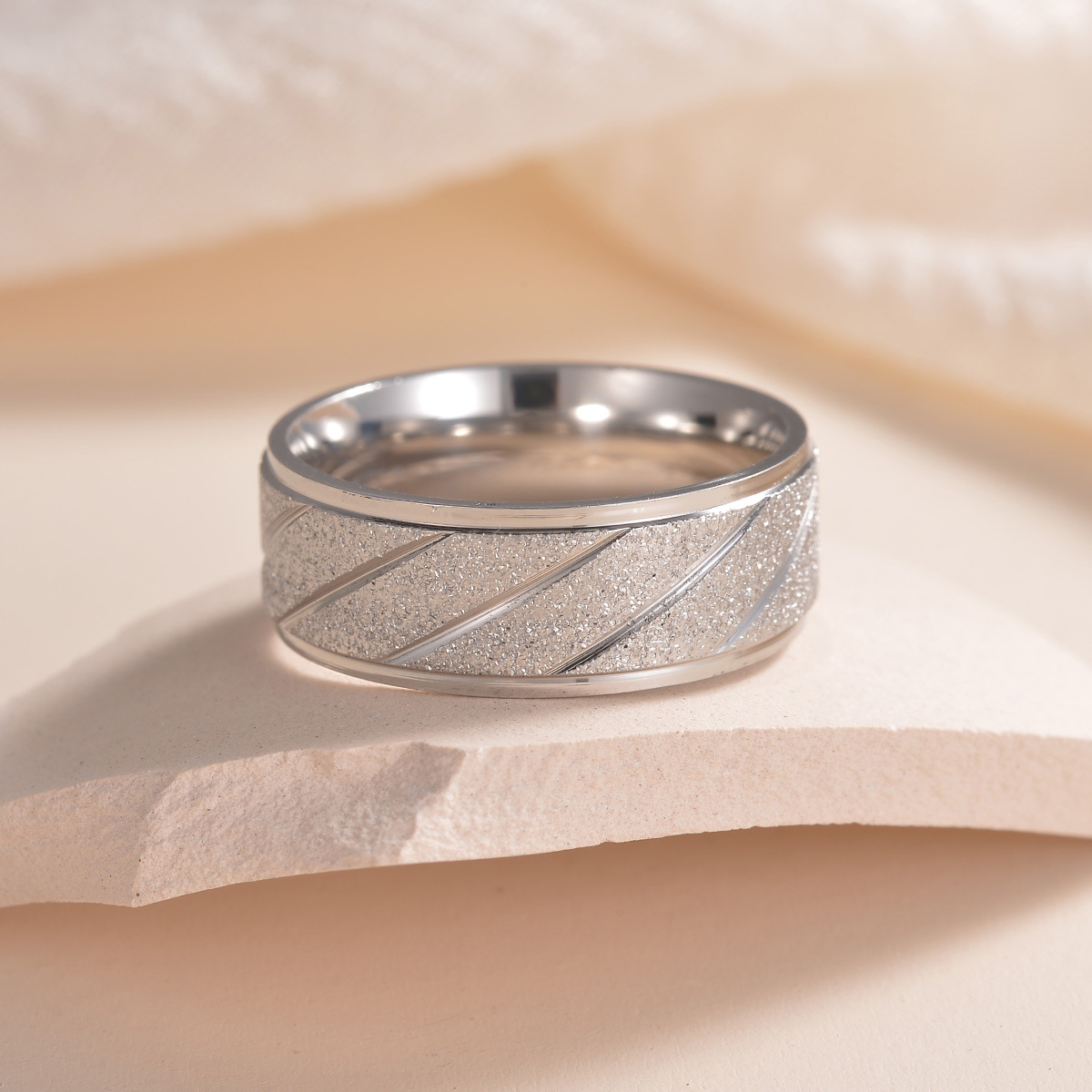 Elegant gold ring with a unique textured design men's Ring