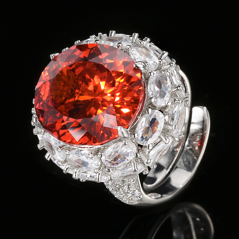 Copper-Based Gold-Plated Simulated Bird's Nest-Cut Egg-Shaped Vintage Ring