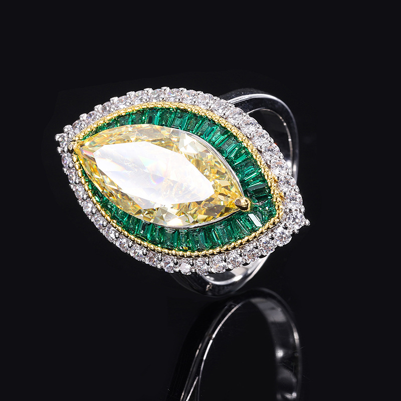 Sterling Silver S925 High-Carbon Diamond Ring for women