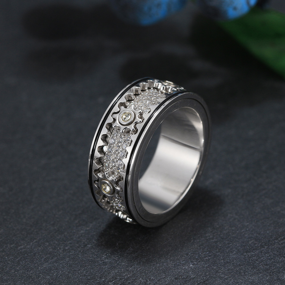 Sterling Silver Stylish Rotatable men's Ring