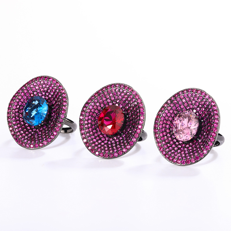 Women's stylish Ring with Red Corundum and Blue Spinel