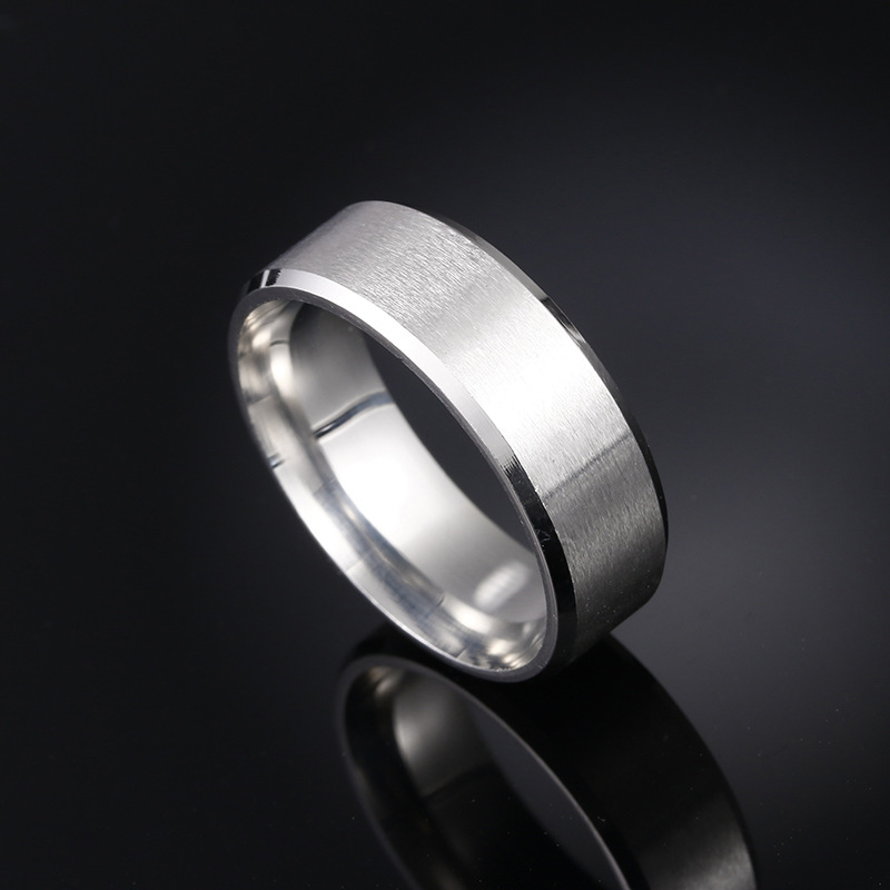 Modern wedding band 8MM Wide Titanium Steel Matte Men's Ring