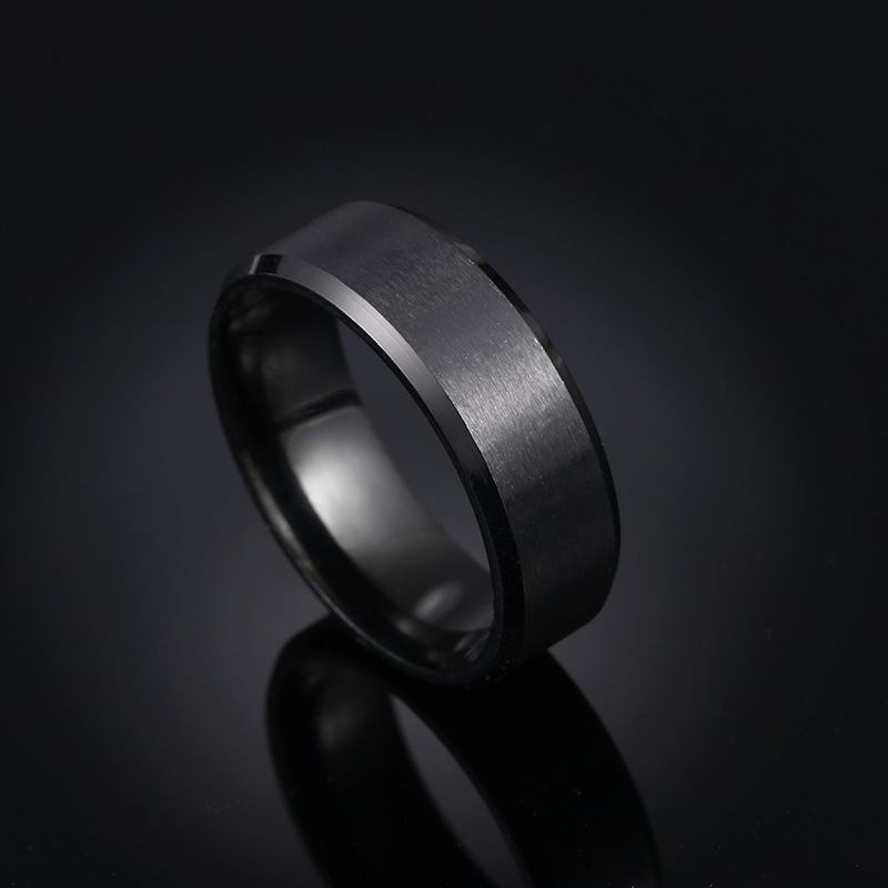 Modern wedding band 8MM Wide Titanium Steel Matte Men's Ring