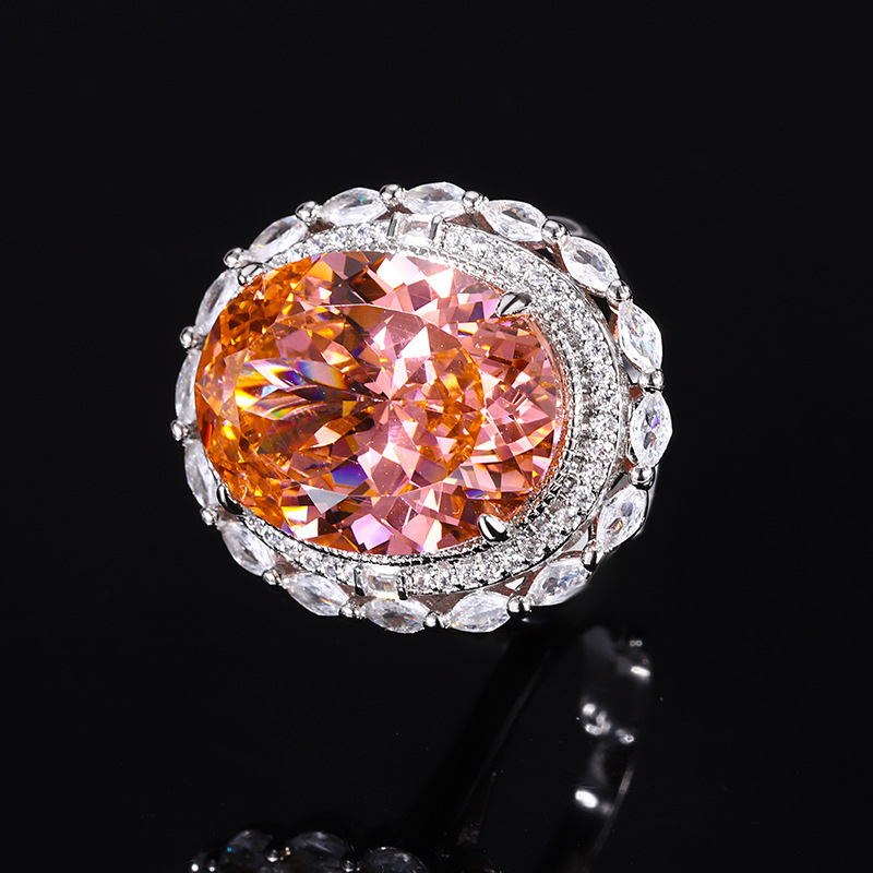 Elegant Engagement Red Gemstone Padparadscha Ring Women 