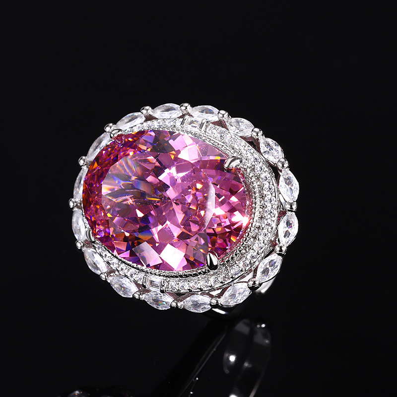 Elegant Engagement Red Gemstone Padparadscha Ring Women 