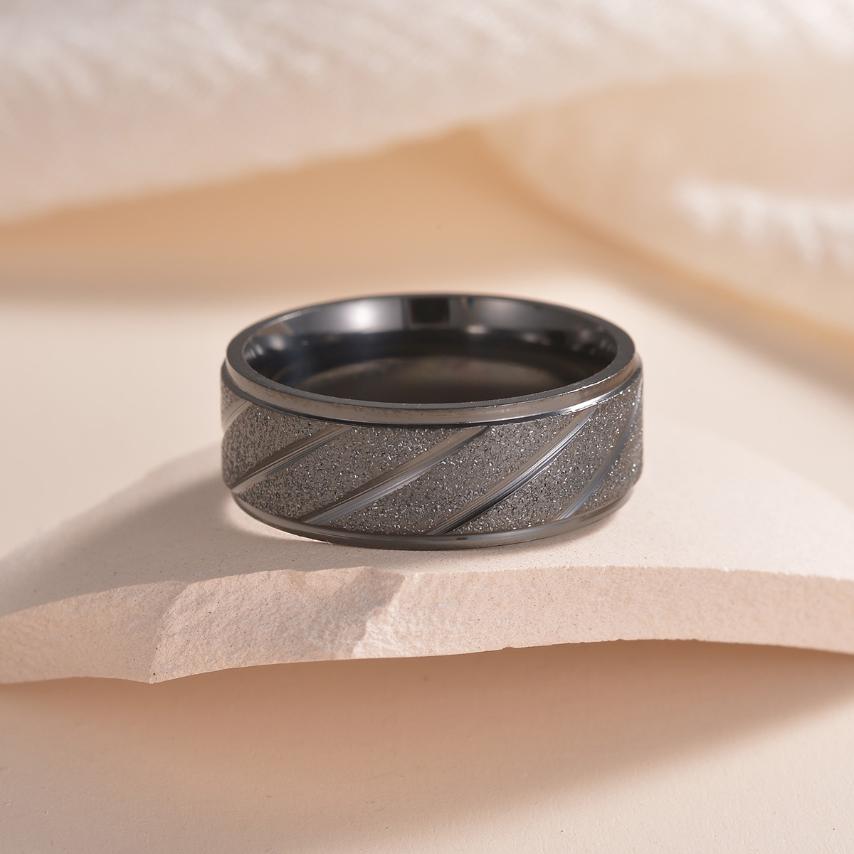 Elegant gold ring with a unique textured design men's Ring