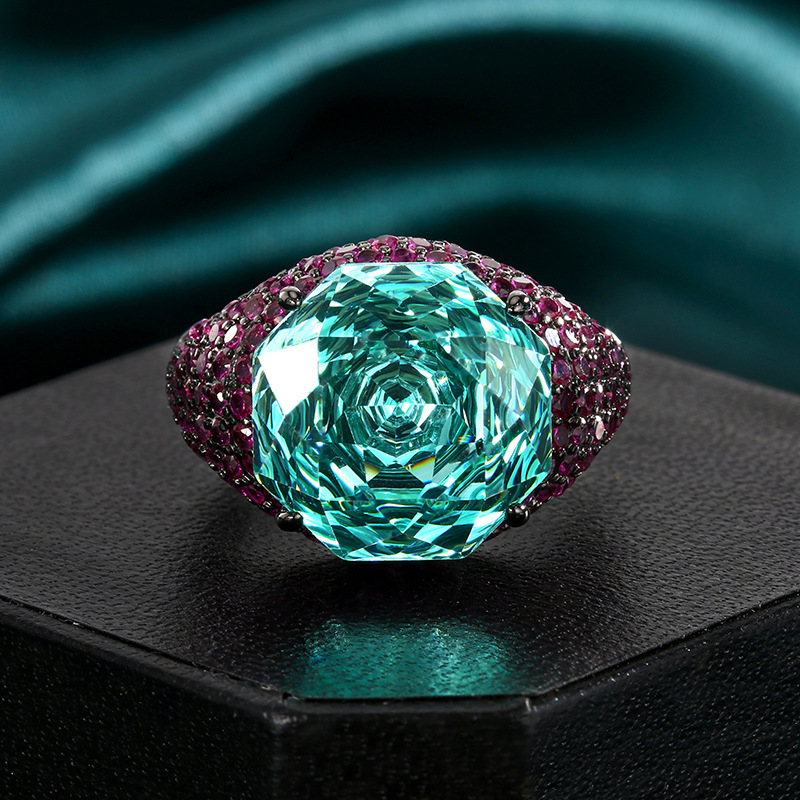 Simulated Rose-Cut Black Gold Statement Ring
