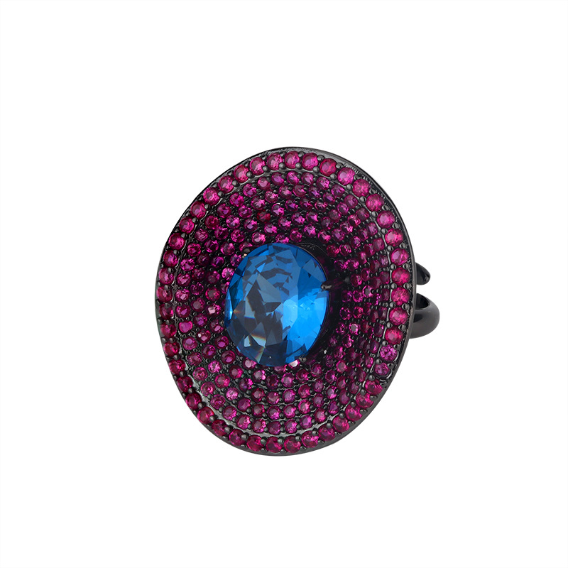 Women's stylish Ring with Red Corundum and Blue Spinel