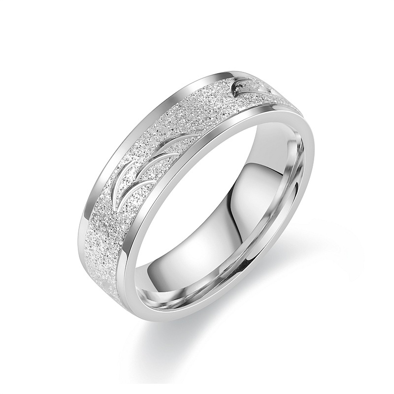 Silver Glitter Engraved Ring