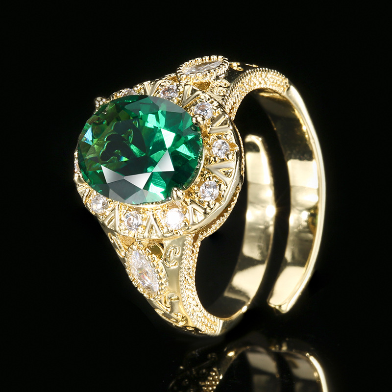 Luxury Red Corundum Blue Spinel Green Nanocrystal Gemstone Rings 