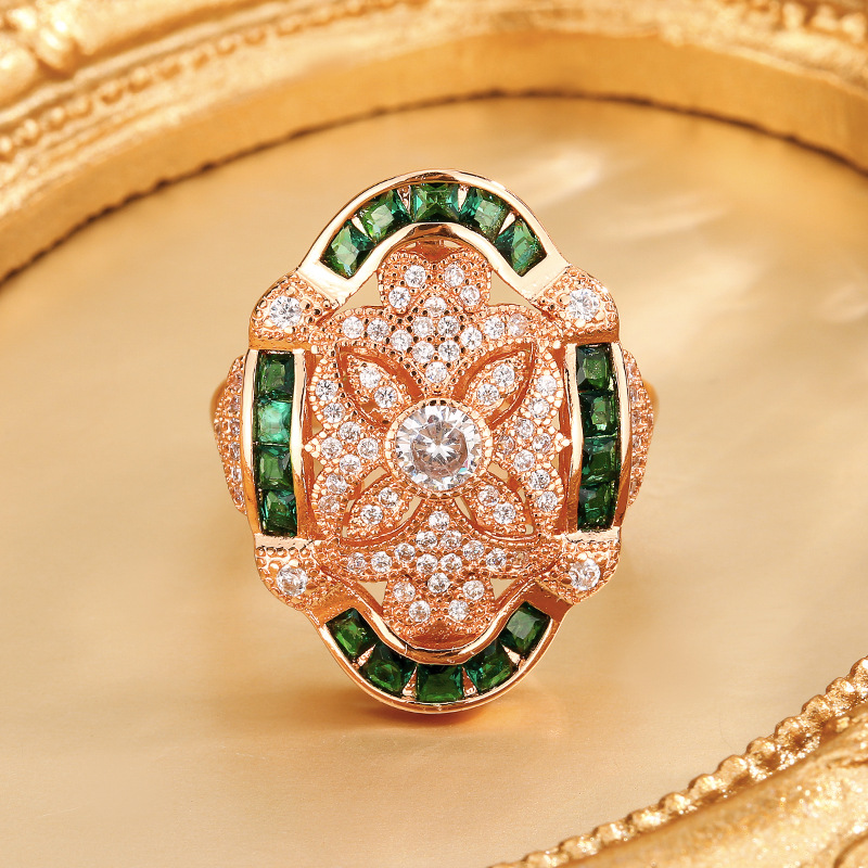 Vintage Simulated Blue Spinel, Green Chalcedony and Green Nano Ring