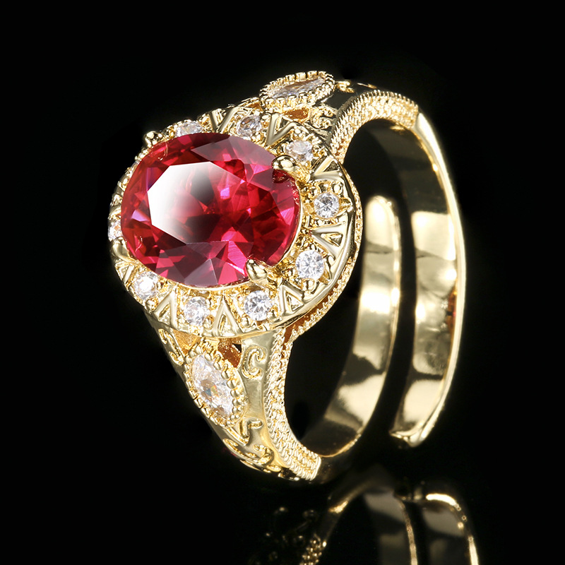 Luxury Red Corundum Blue Spinel Green Nanocrystal Gemstone Rings 