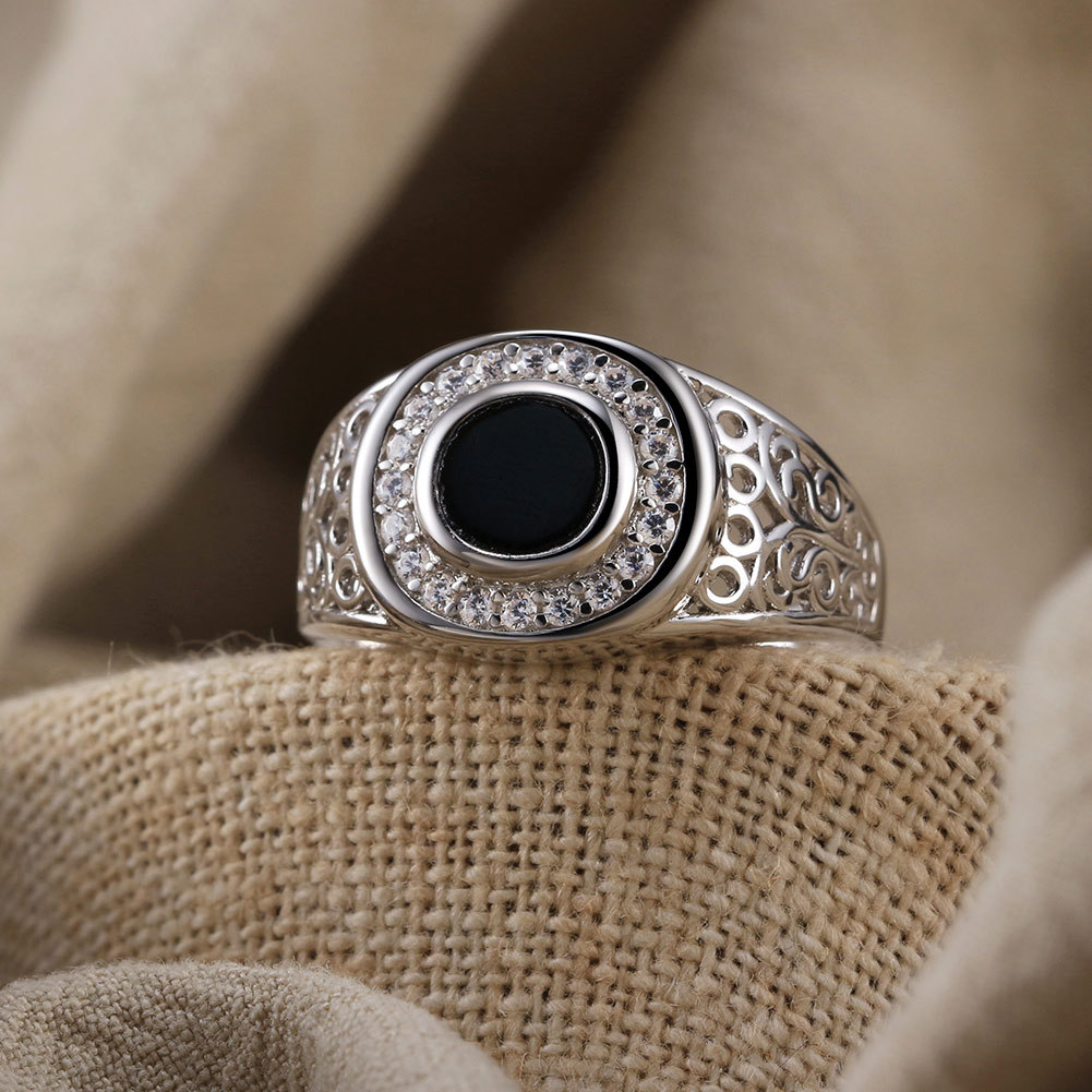 Sterling Silver S925 fashion Black Onyx turkish Ring