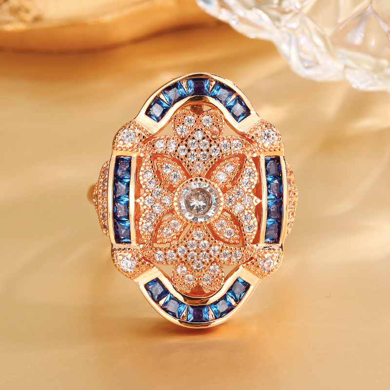 Vintage Simulated Blue Spinel, Green Chalcedony and Green Nano Ring