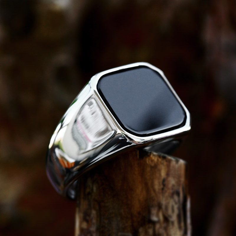 Stainless Steel Square Titanium Steel Polished Men’s Rings 