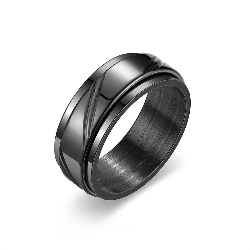 Black Titanium Steel Men's Ring