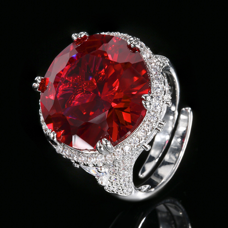 Artificial Blue Spinel Round Vintage Light Luxury Ring