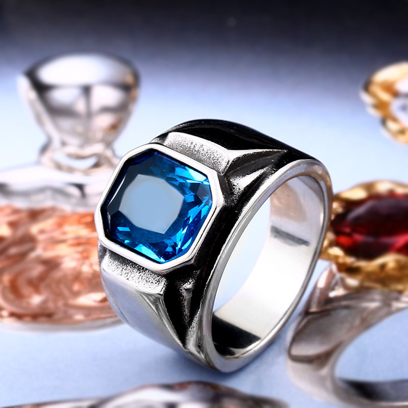 Fashion Gemstone stainless steel Ring for men