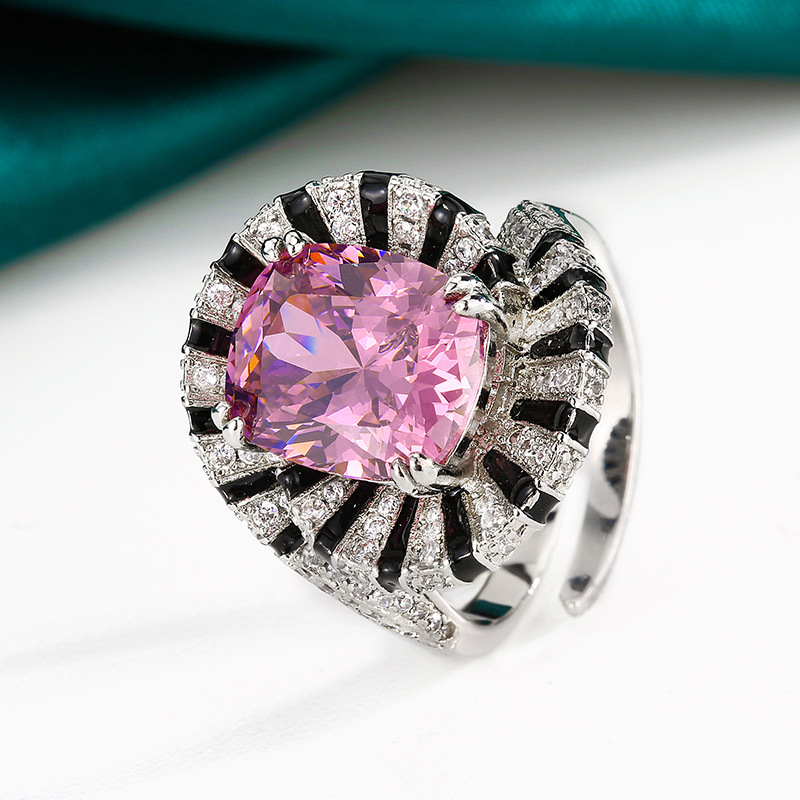 Luxury Elegent Creative Ring with Imitation Paraiba Green Corundum, Red Corundum & Blue Spinel Dried Rose Design