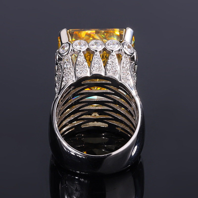 S925 Silver 80-Carat High-Carbon Diamond Oversized Luxury Ring 