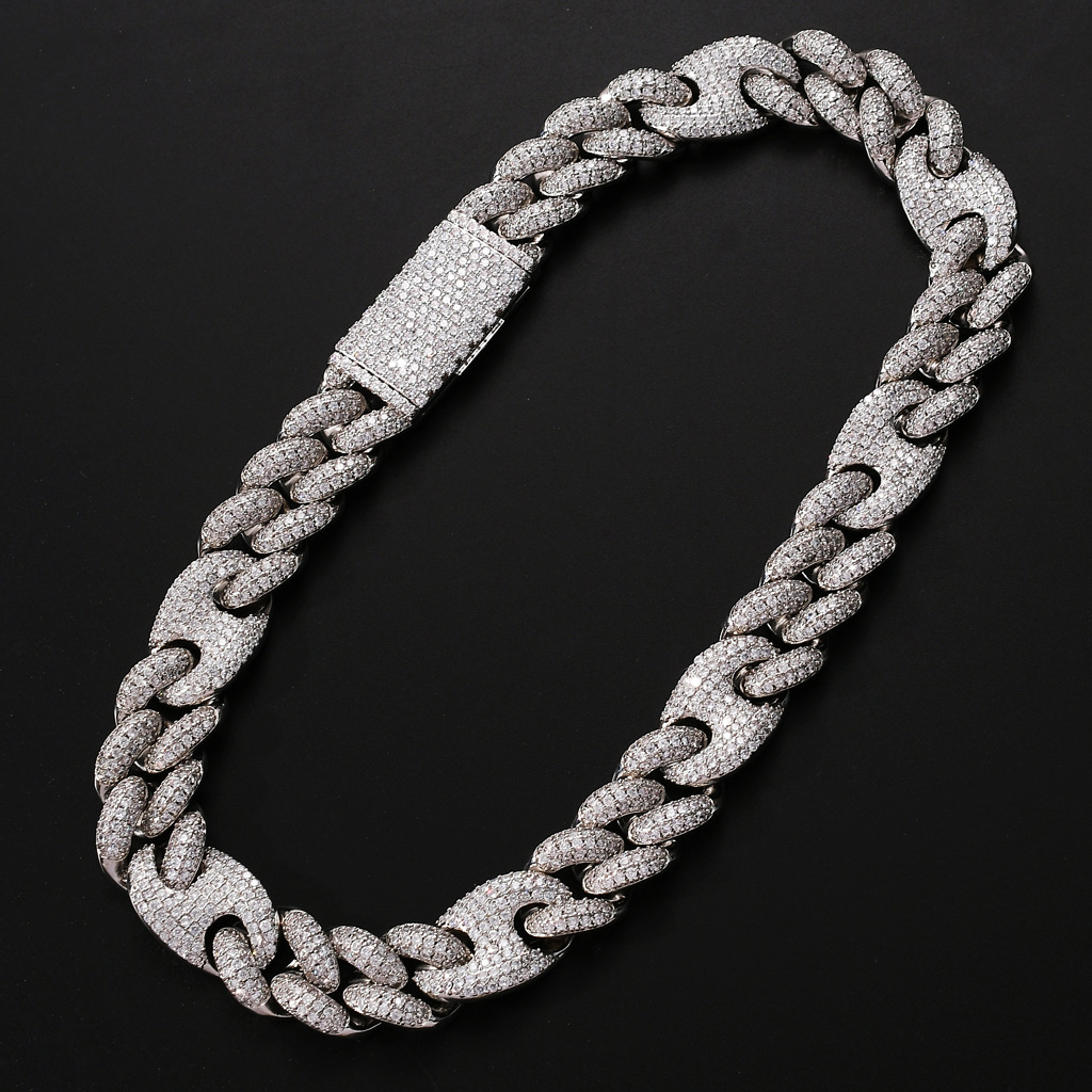 Luxury Cuban Link Necklace Miami Lock Cuban Chain Full Zircon Hip-Hop Men's Necklace Jewelry