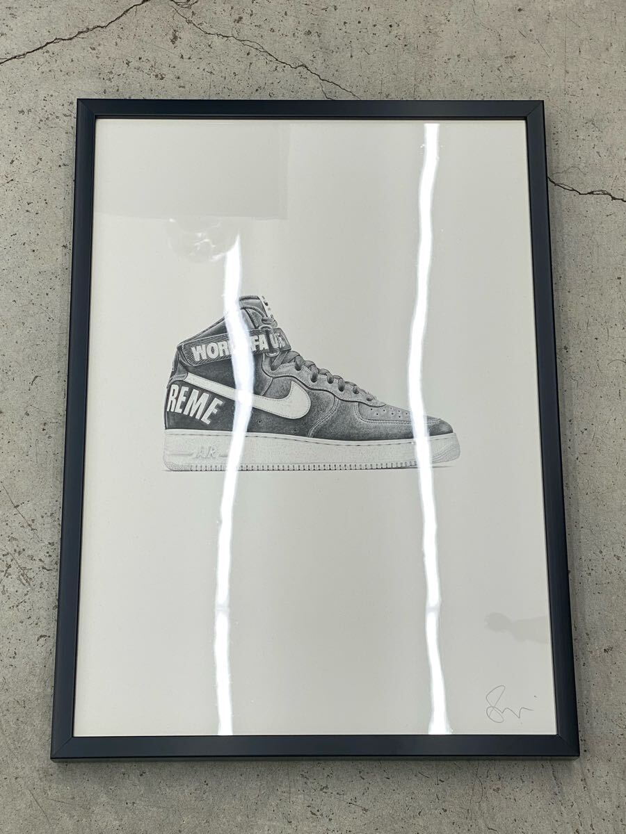 Nike x Supreme Air Force 1 Framed Pencil Art Print by Steph Morris