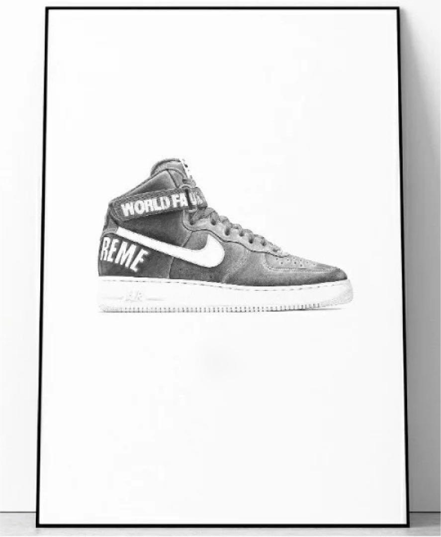 Nike x Supreme Air Force 1 Framed Pencil Art Print by Steph Morris