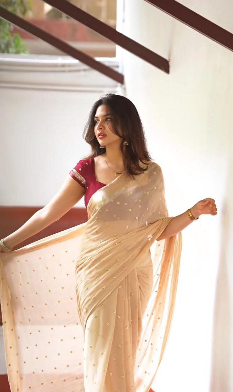 Satin border pure viscose georgette saree