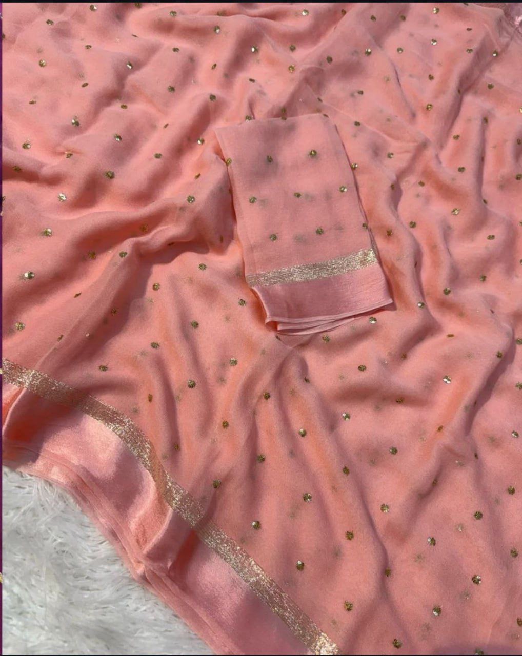 Satin border pure viscose georgette saree