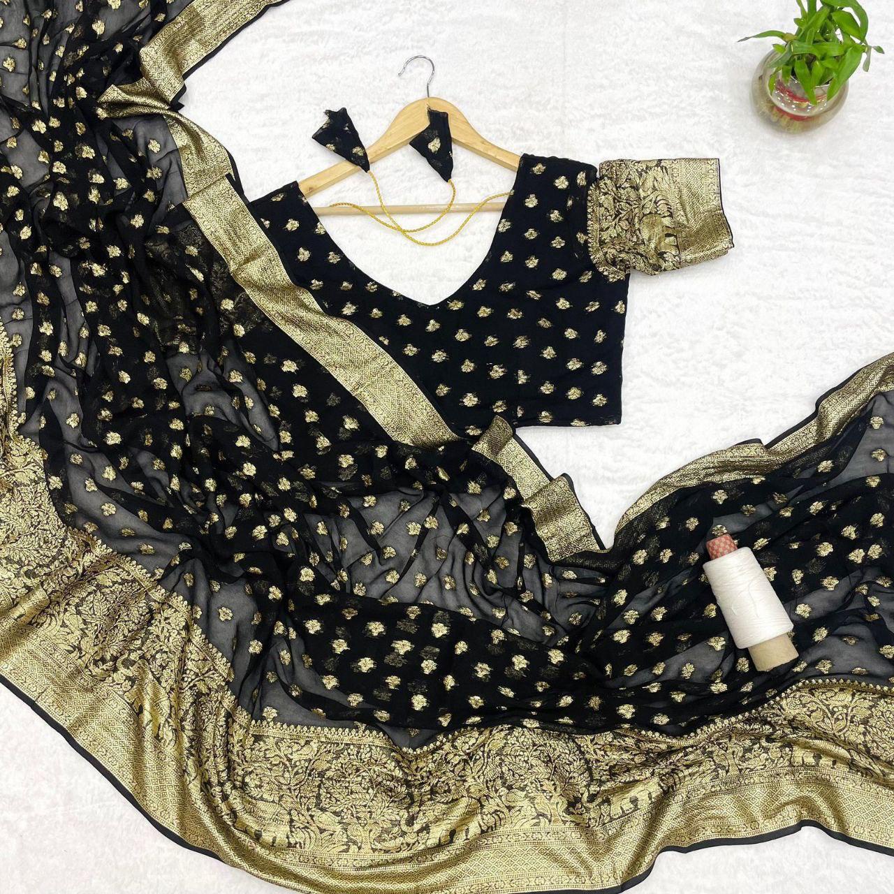 Viscose georgette saree with blouse piece