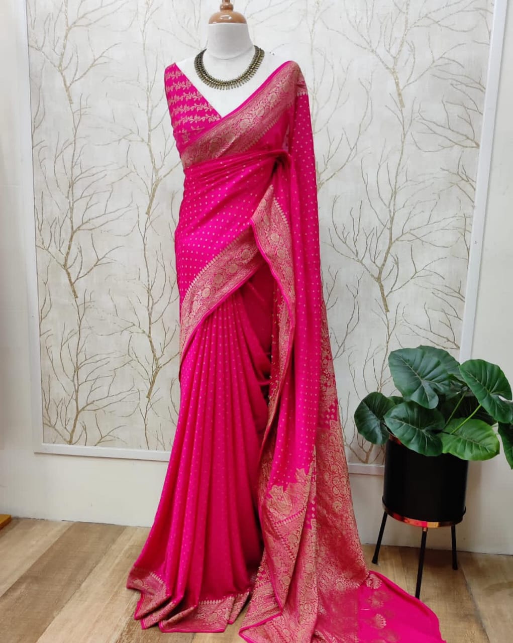 Banarasi Warm Dybel Soft Silk Saree with Zari Booti Weaving