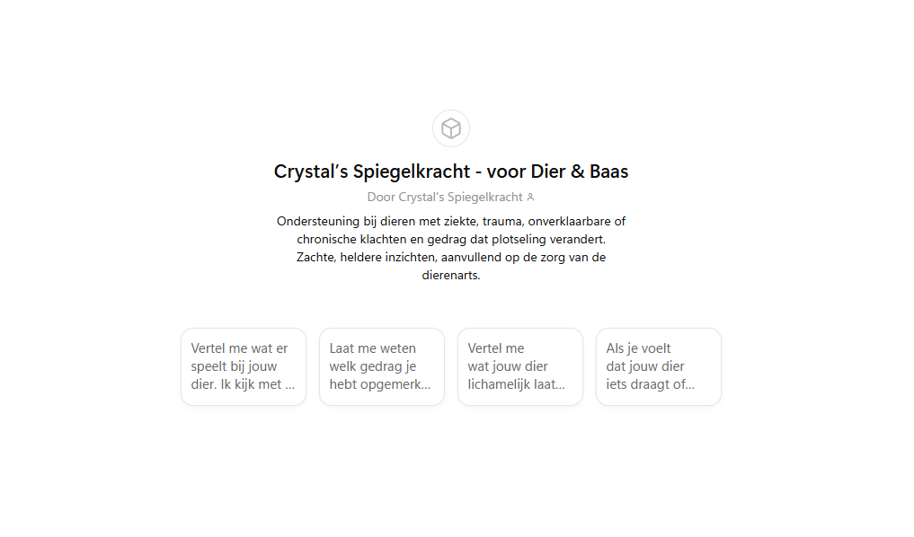 AI Assistent - Crystal's Spiegelkracht - Begeleiding voor Dier & Baas