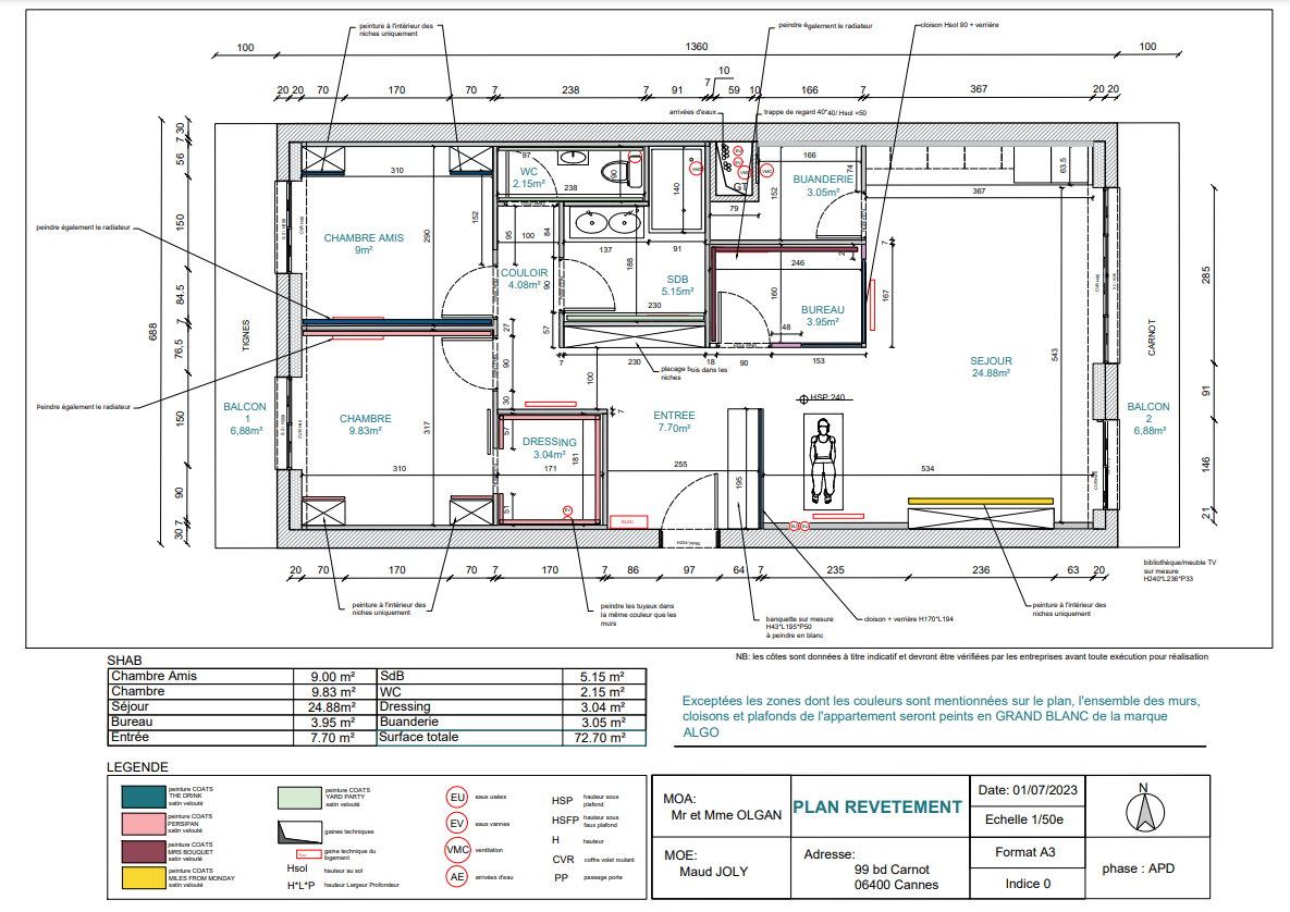 Plan de revêtements
