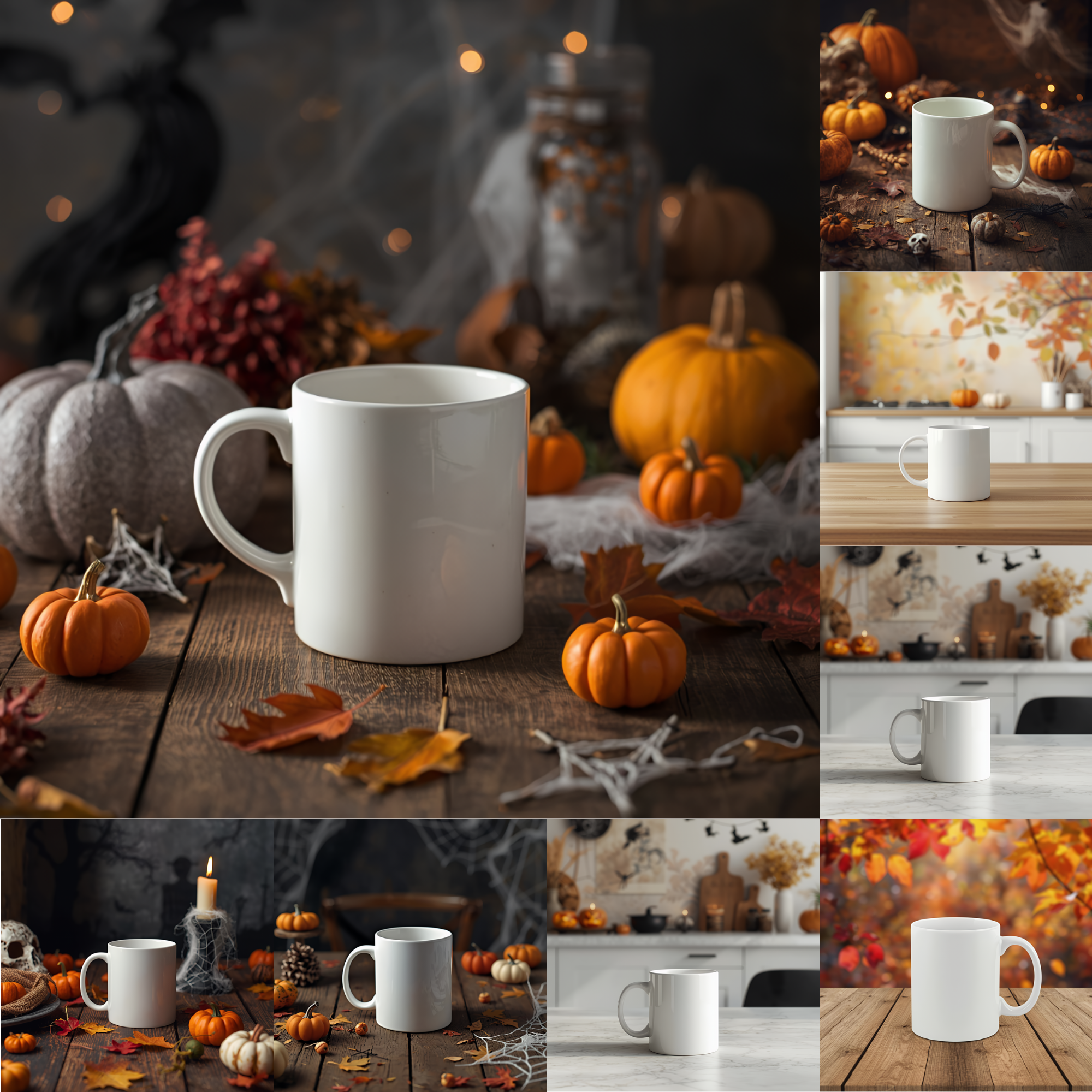 Fall & Halloween Mug Mockups White Mug Blank Mockups Spooky Season PNGs for Etsy Shops