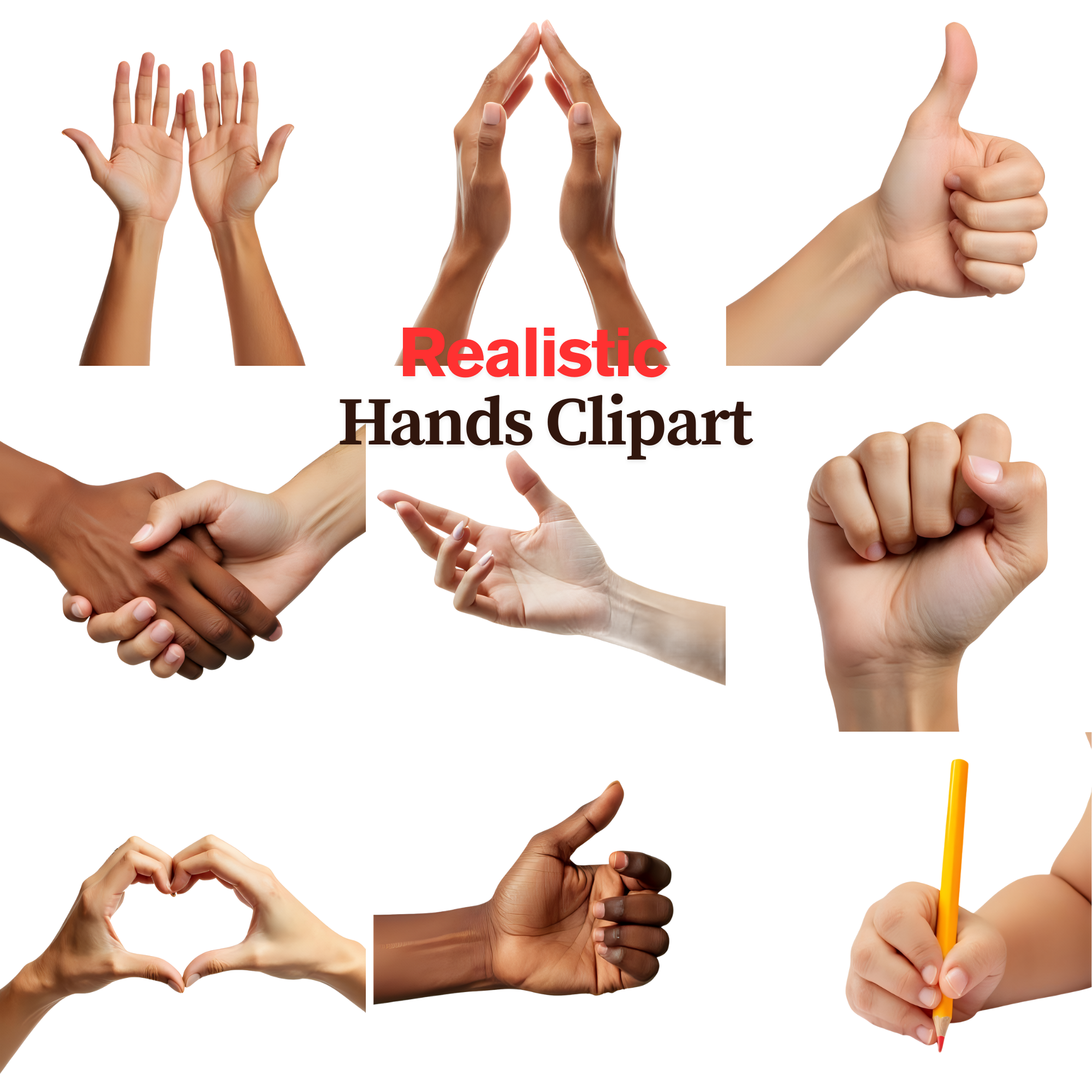 Ultimate Hand Gesture Clipart Bundle, hands clipart, real hands images
