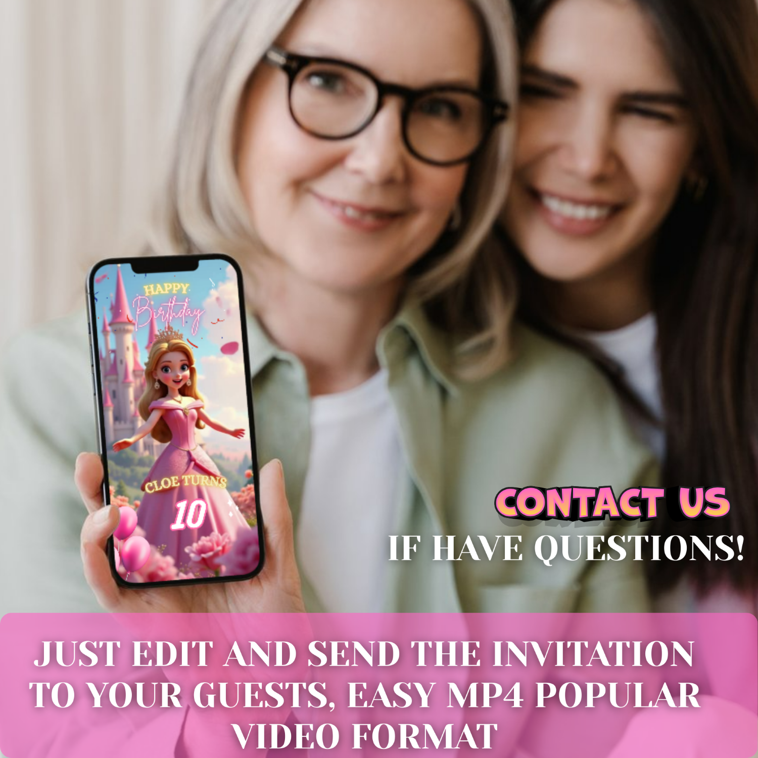 Fairytale Princess Birthday Card | Editable Canva Video Template | Digital Princess Party Evite | Instant Download