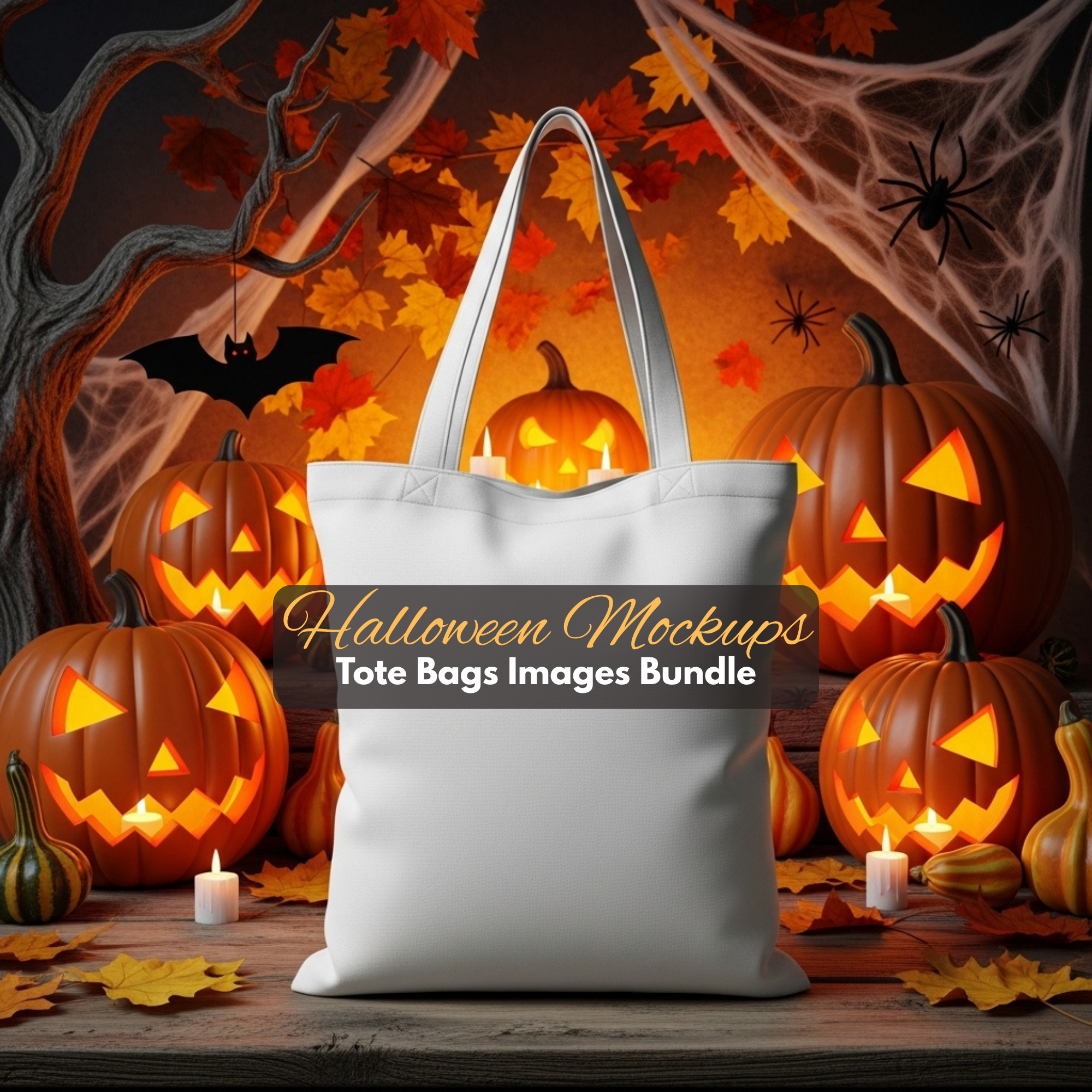 Halloween Tote Bag Mockup Bundle Spooky Tote Bag Mockups Digital Product Promotion Etsy Shop White Tote Bag Product Display Bundle