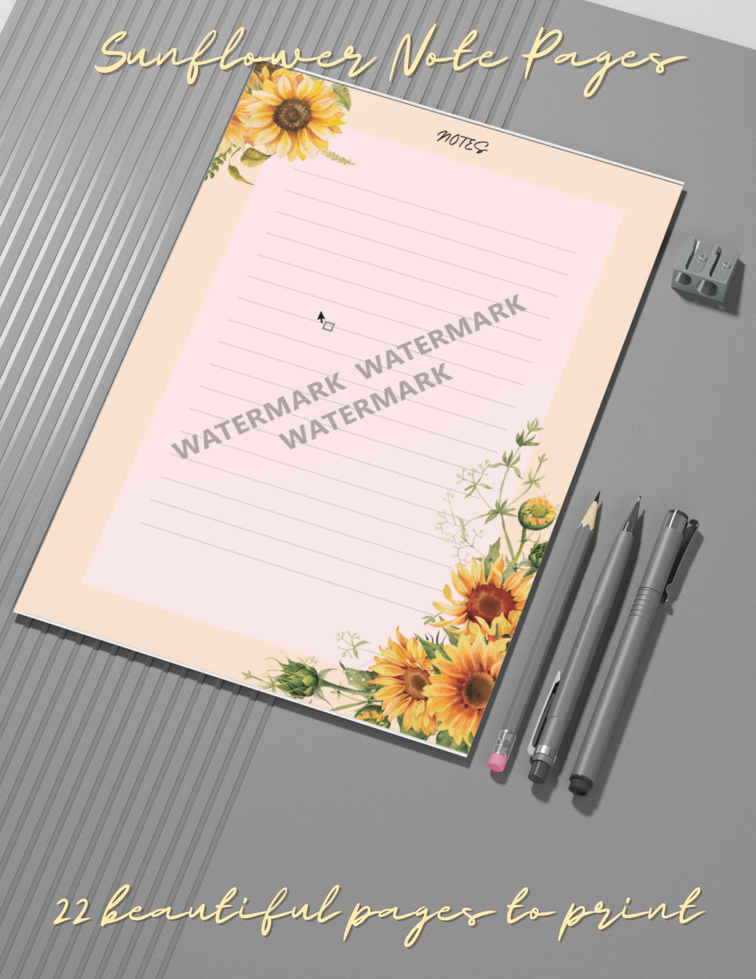 Sunflower Notebook Pages, notebook pages, digital sunflowers