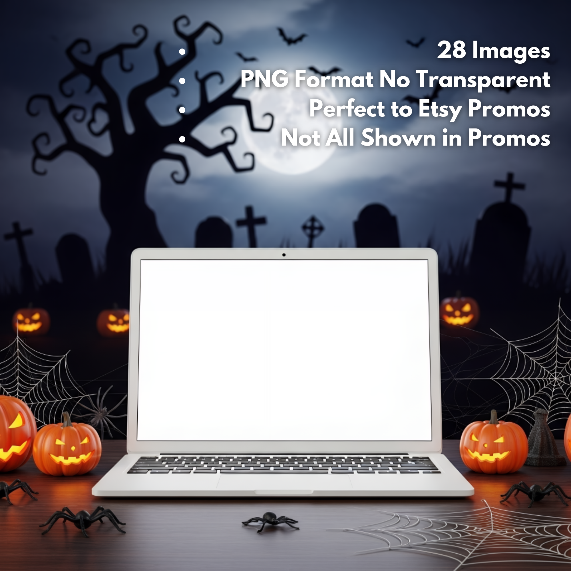 Halloween Digital Mockups Pack | Laptop Screen Display Templates | Spooky Seasonal Promotion